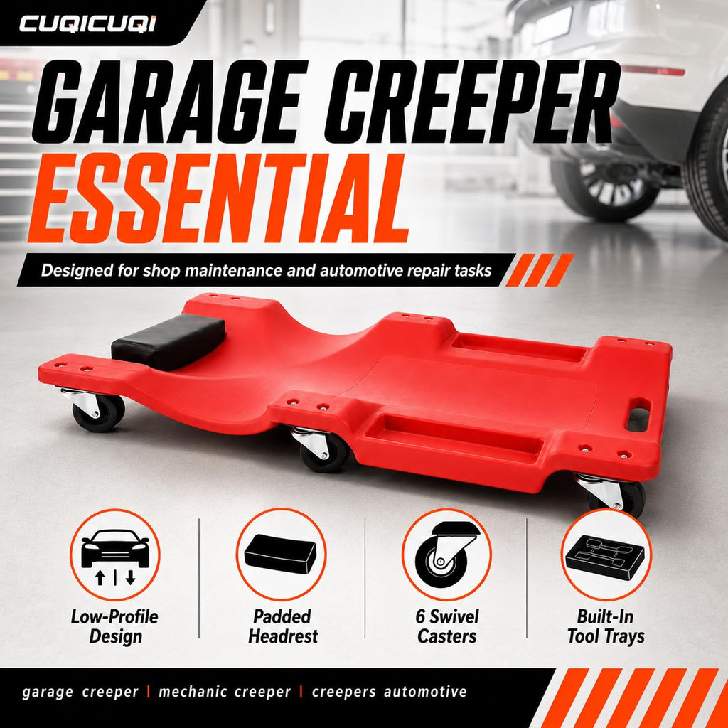 Low Profile Mechanic Creeper with Padded Headrest and 6 Swivel Casters I3742