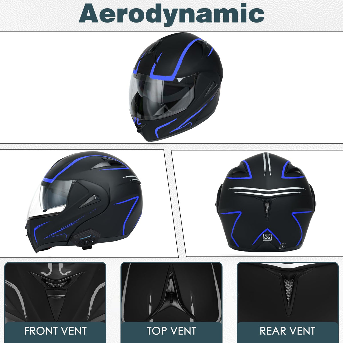 DOT Approved Bluetooth Modular Motorcycle Helmet R542