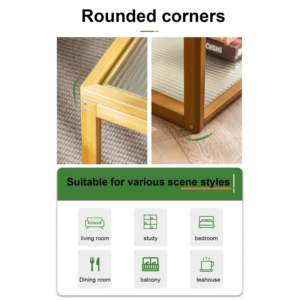 Square Coffee Table Set of Two, Natural Bamboo L760