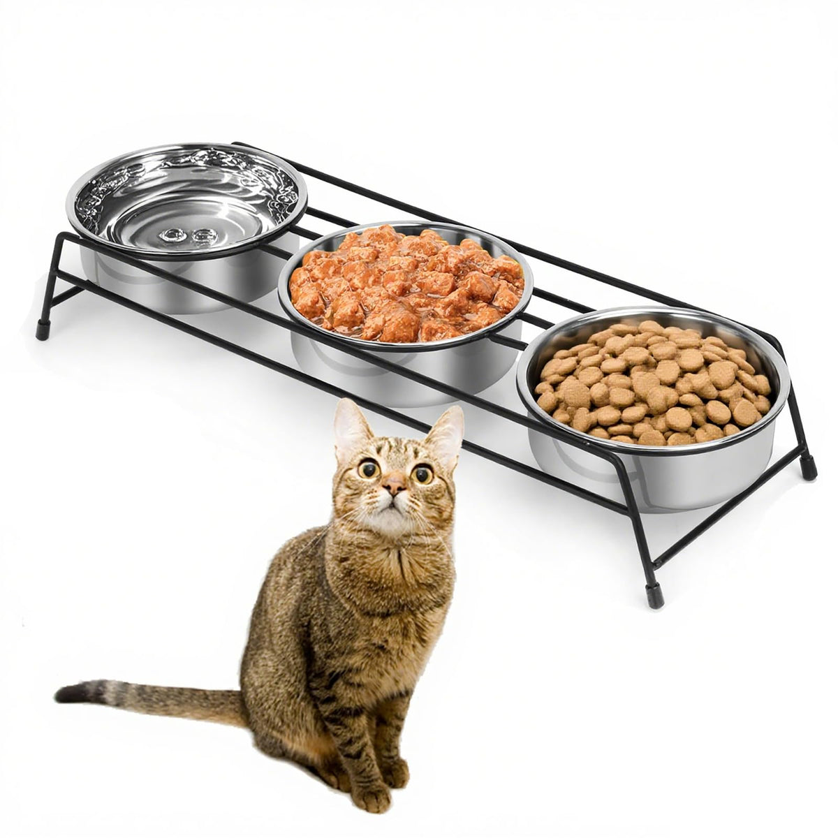 Raised Cat Bowls 3 Stainless Steel M385733
