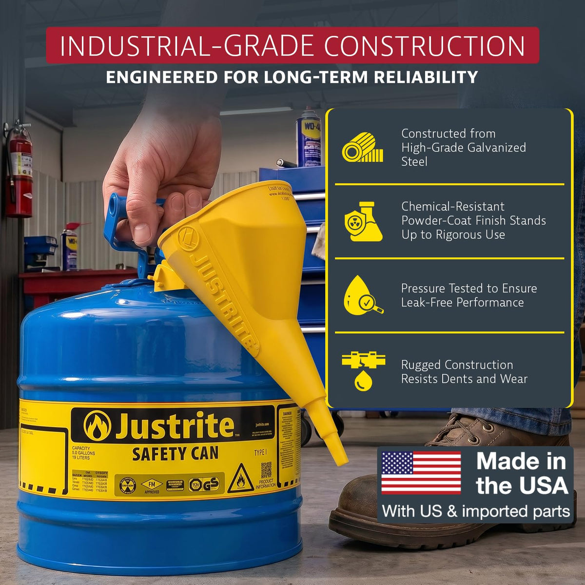 Blue Galvanized Steel Kerosene Safety Can J43074