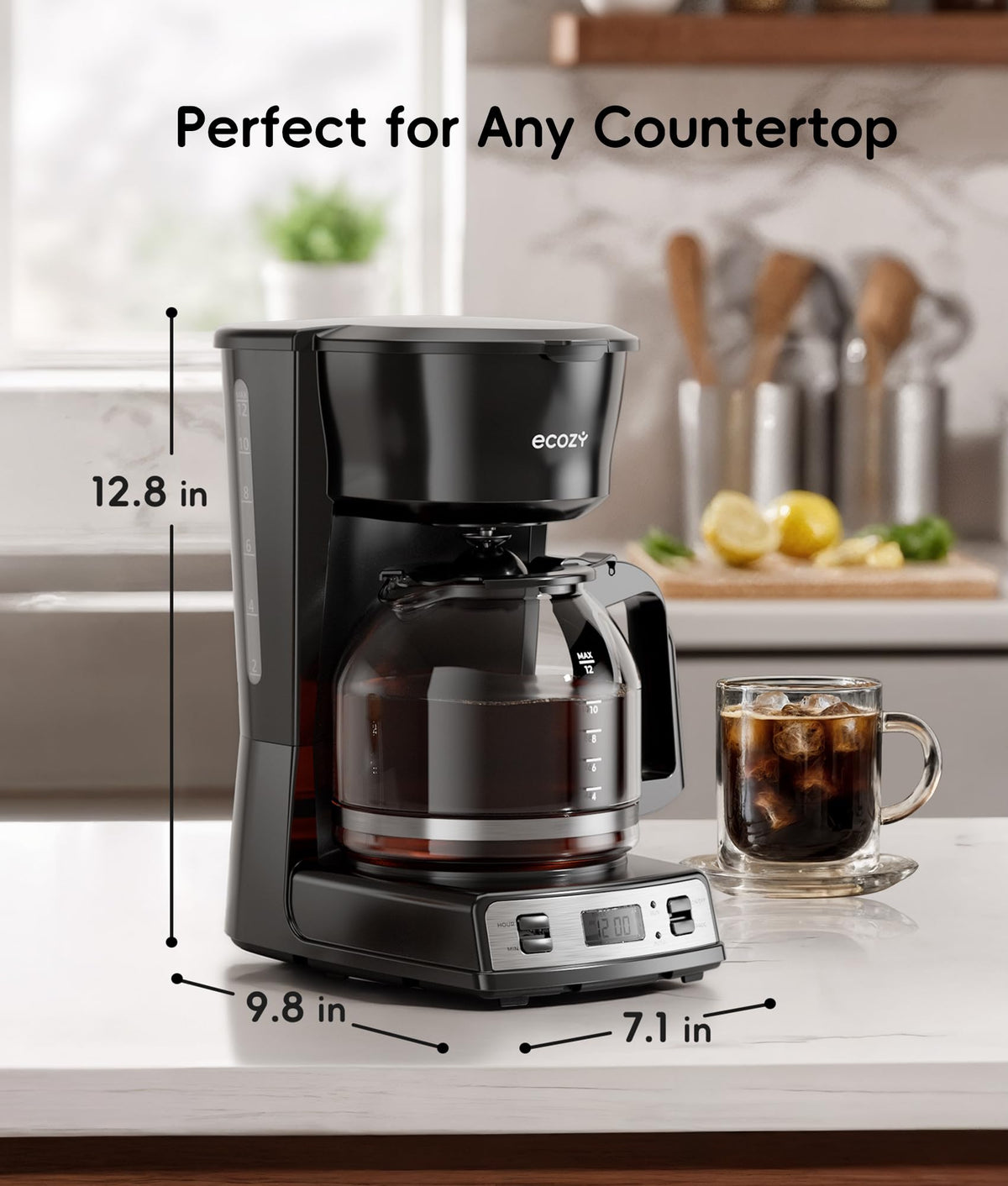 12-Cup Drip Coffee Maker with Electric Coffee Grinder F187