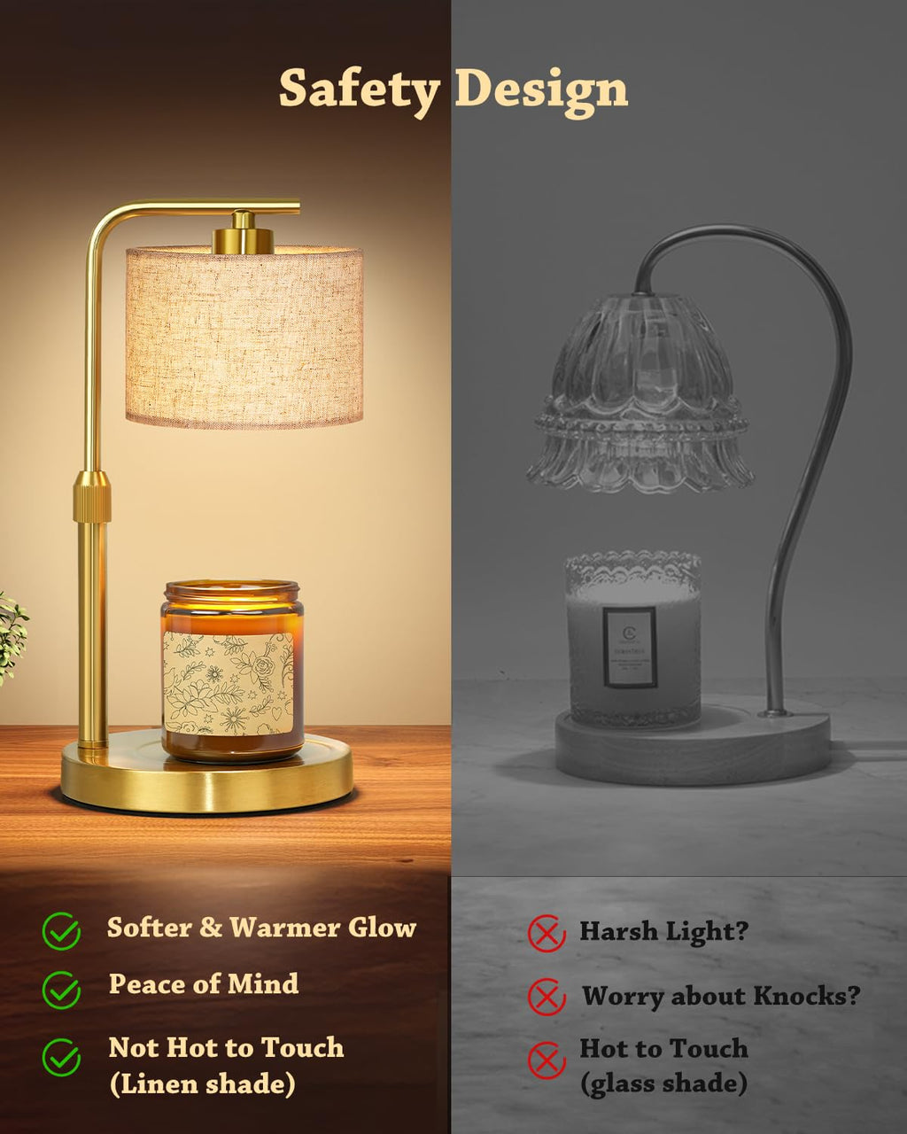 Height Adjustable Candle Warmer Lamp with Timer Dimmer for Jar Candles N99464
