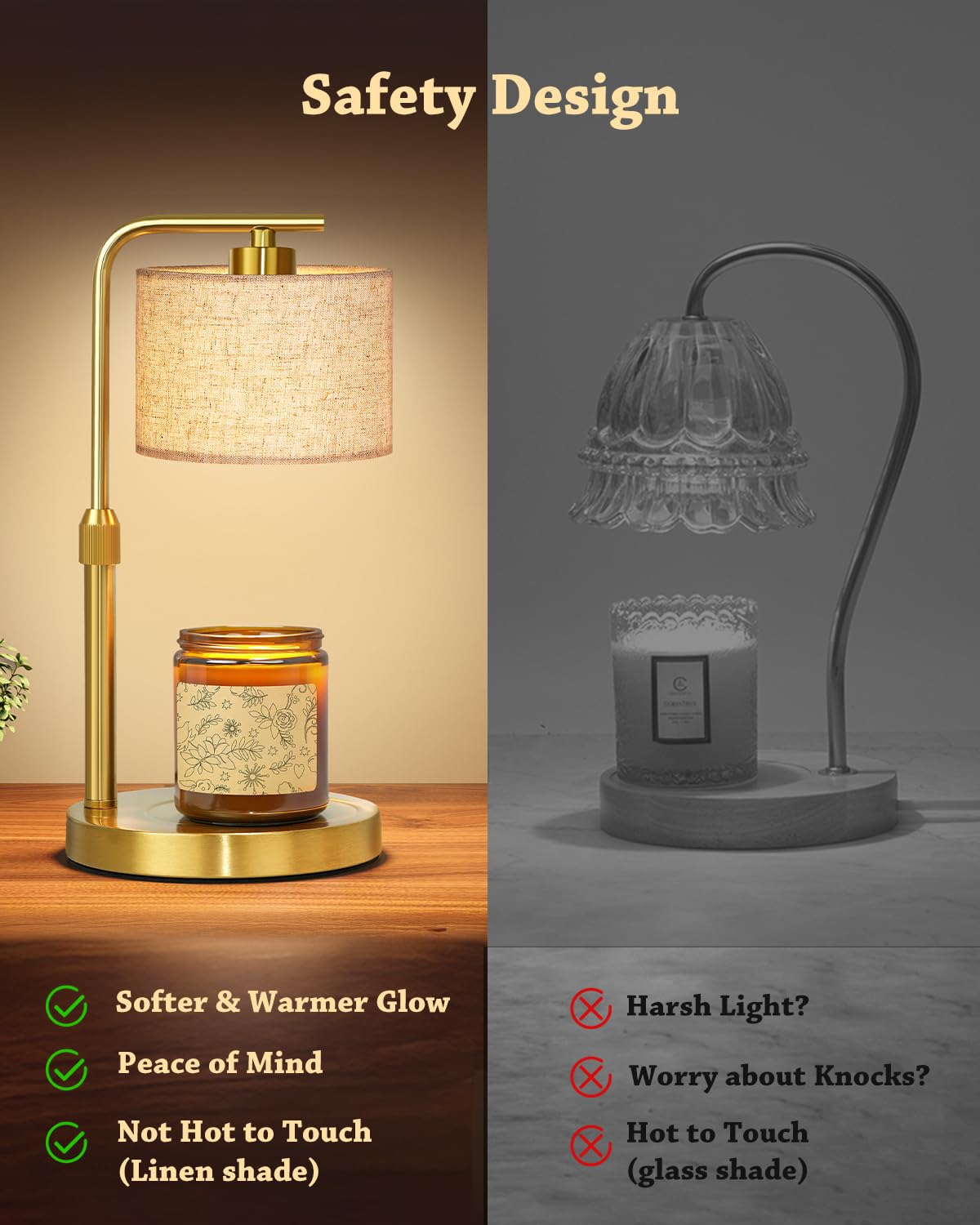 Height Adjustable Candle Warmer Lamp with Timer Dimmer for Jar Candles N99464