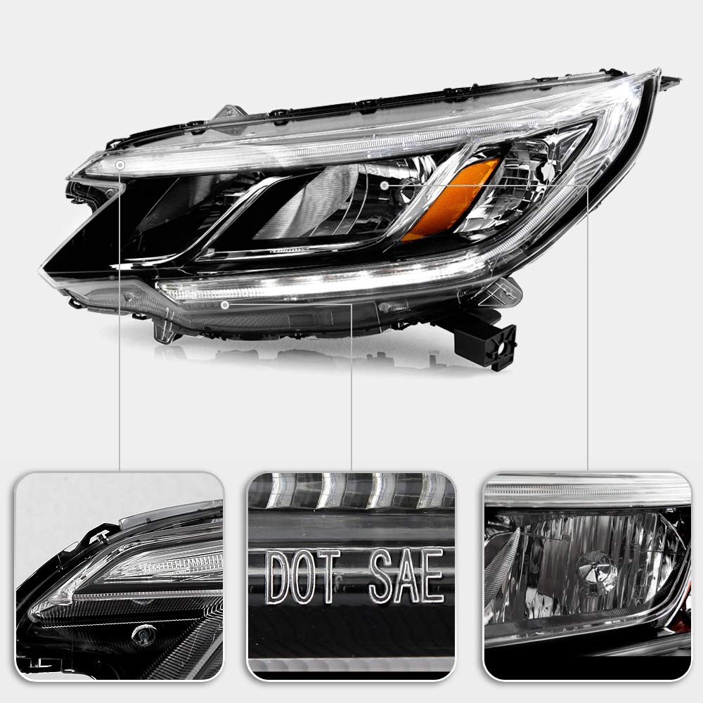 For 2015-2016 Honda CRV Halogen Type LED DRL Headlights Assembly Pair Set Left+Right I161
