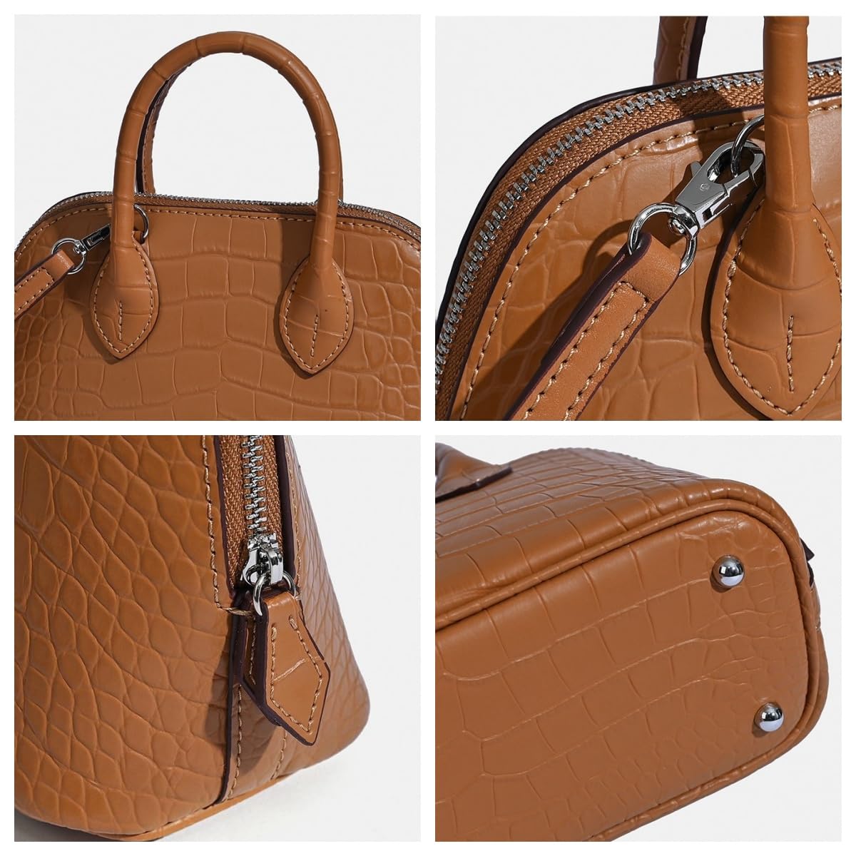 Genuine Leather Croc-Embossed Mini Dome Satchel Z10970