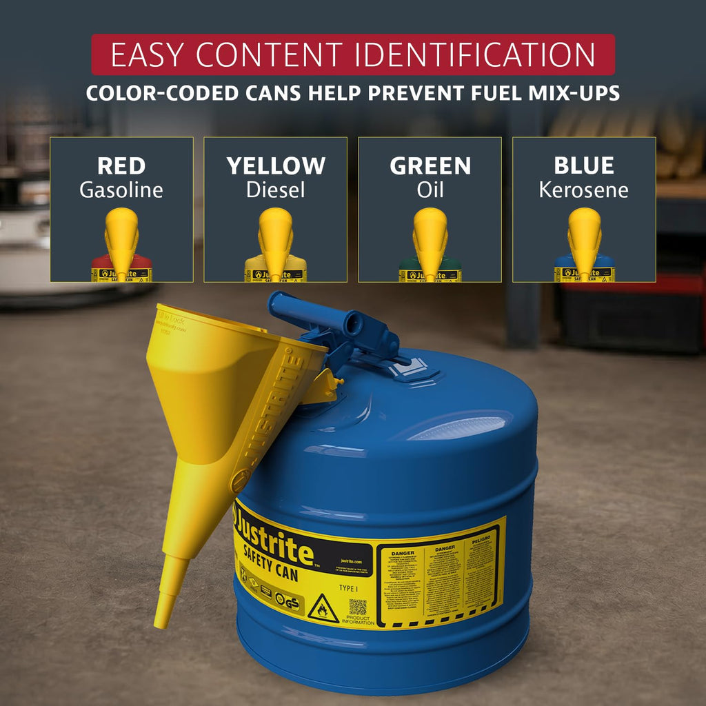 Blue Galvanized Steel Kerosene Safety Can J43074
