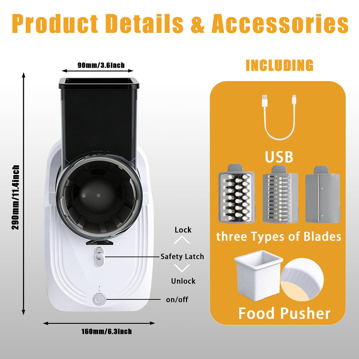 Cordless Electric Vegetable Slicer Chopper & Cheese Grater U78426