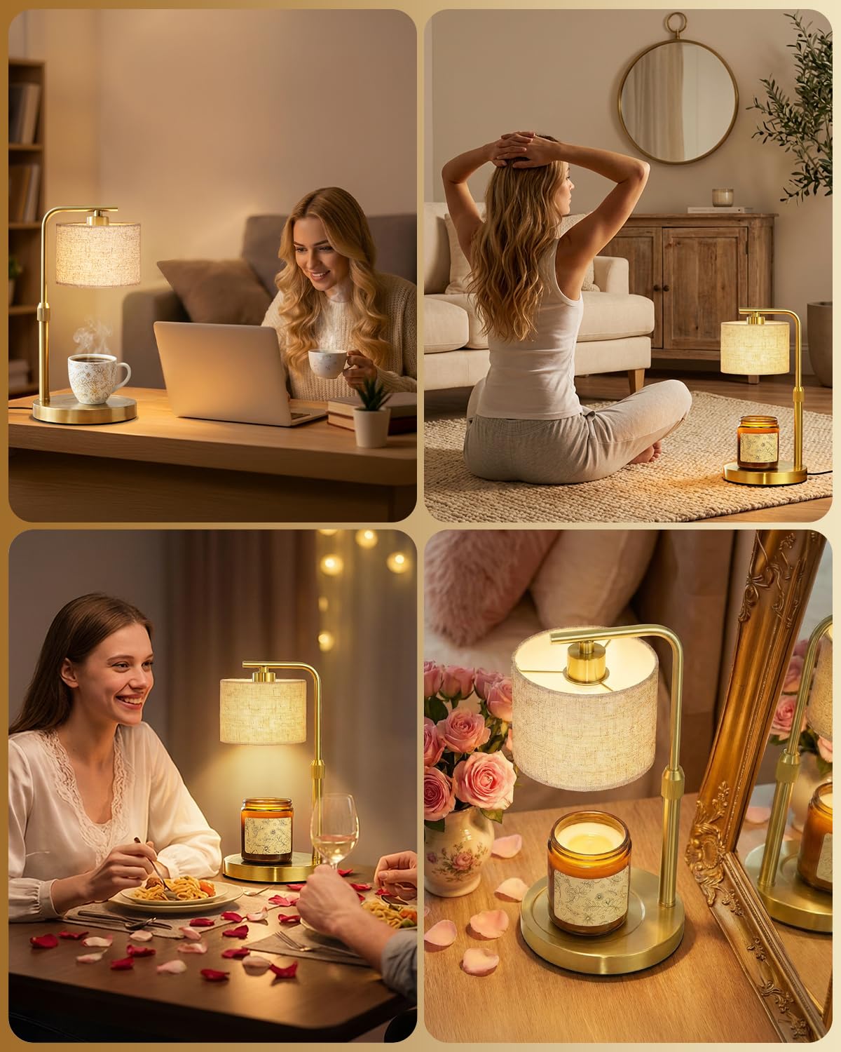 Height Adjustable Candle Warmer Lamp with Timer Dimmer for Jar Candles N99464