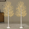 Set of 2 6 feet Lighted Birch Tree 160 LED Warm White G389