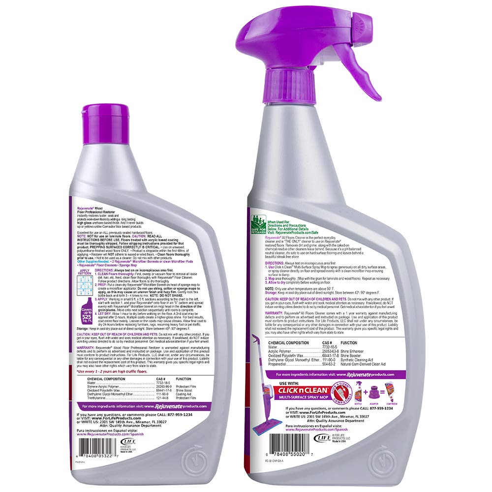 Wood Floor Restorer and Polish with High Gloss Finish 32oz and PH Balanced Floor Cleaner S7250