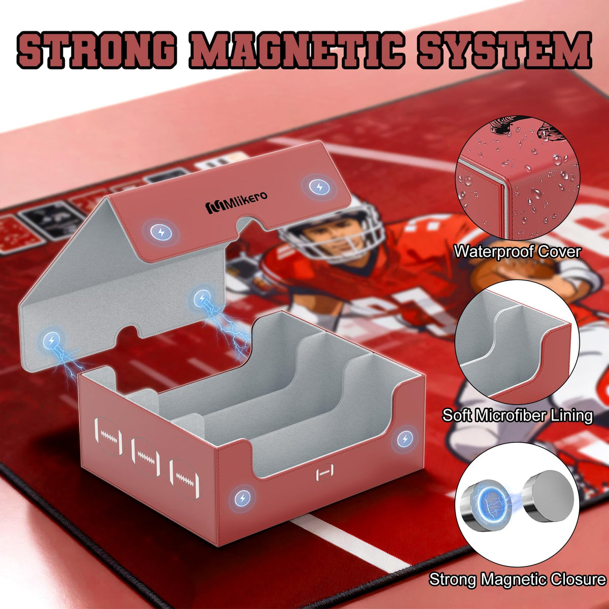 Football Card Storage Box with Magnetic Closure O449612