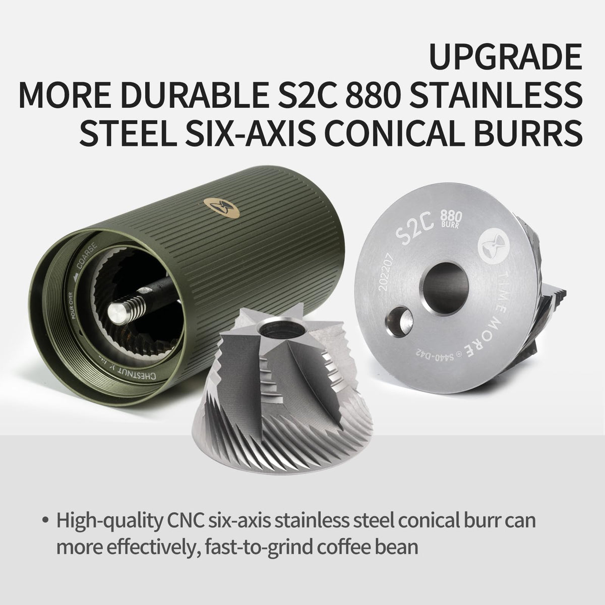 Manual Stainless Steel Conical Burr Coffee Grinder 20g B6337