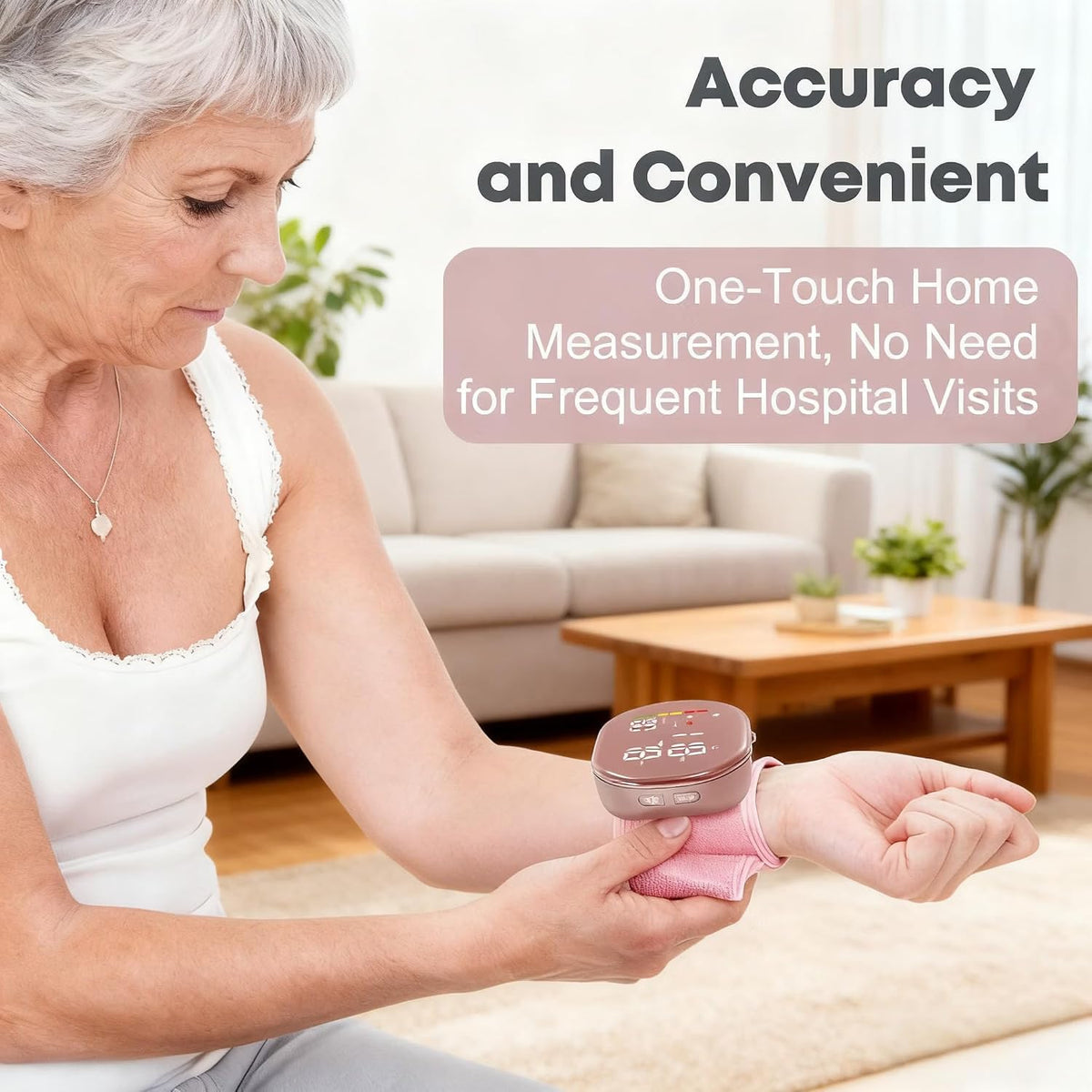 Pink Rechargeable Wrist Blood Pressure Monitor U98812