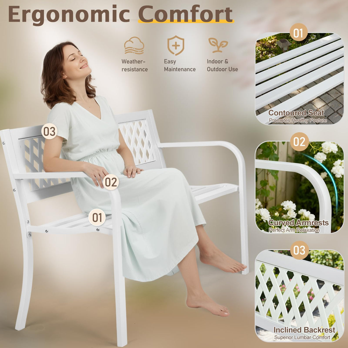 White 2-Person Outdoor Bench Z44167