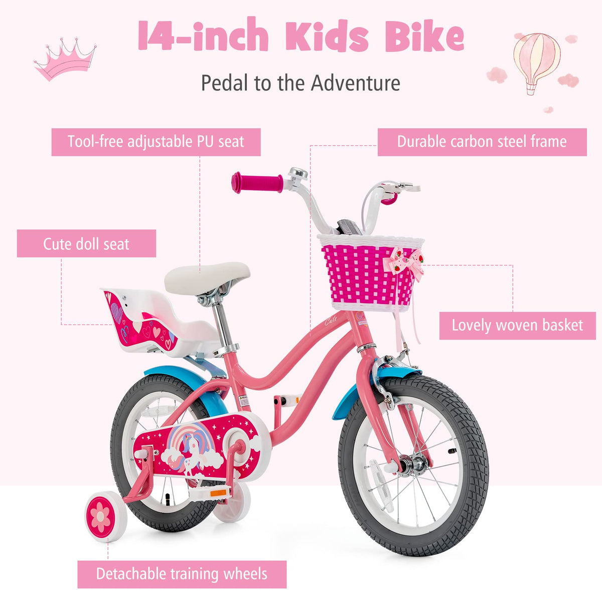 14 Inch Kids Bike with Training Wheels H278567