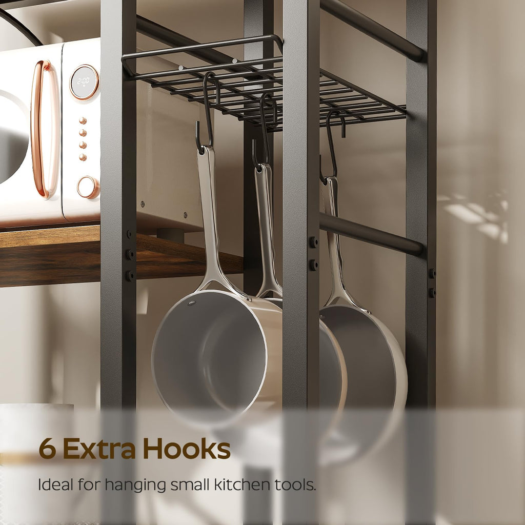 Rustic Brown Kitchen Storage Rack with Charging Station E268348
