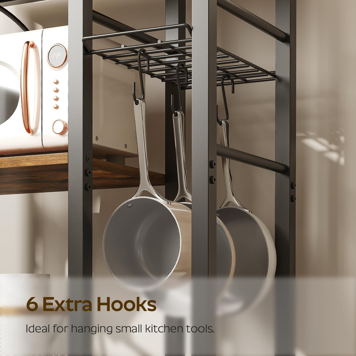 Rustic Brown Kitchen Storage Rack with Charging Station E268348