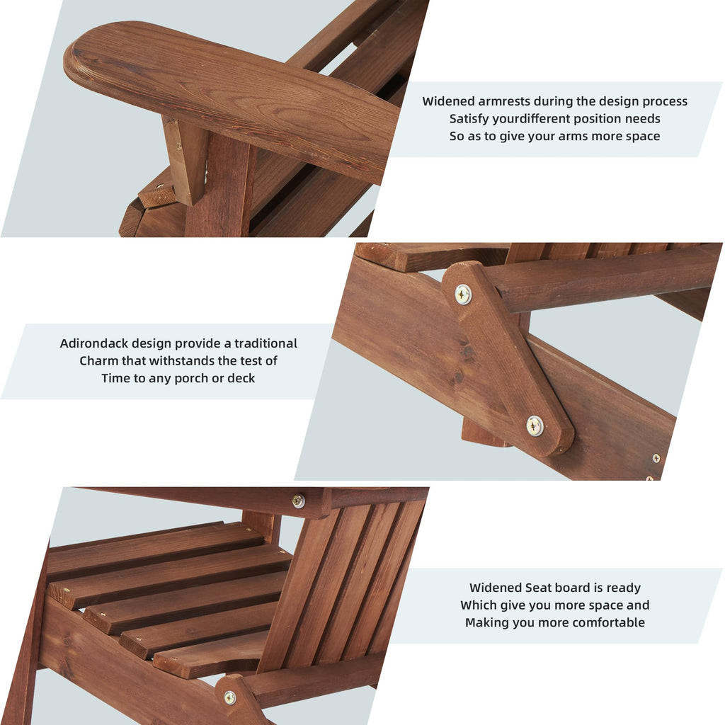 Folding Adirondack Chairs Set of 2 Solid Cedar Wood C124157