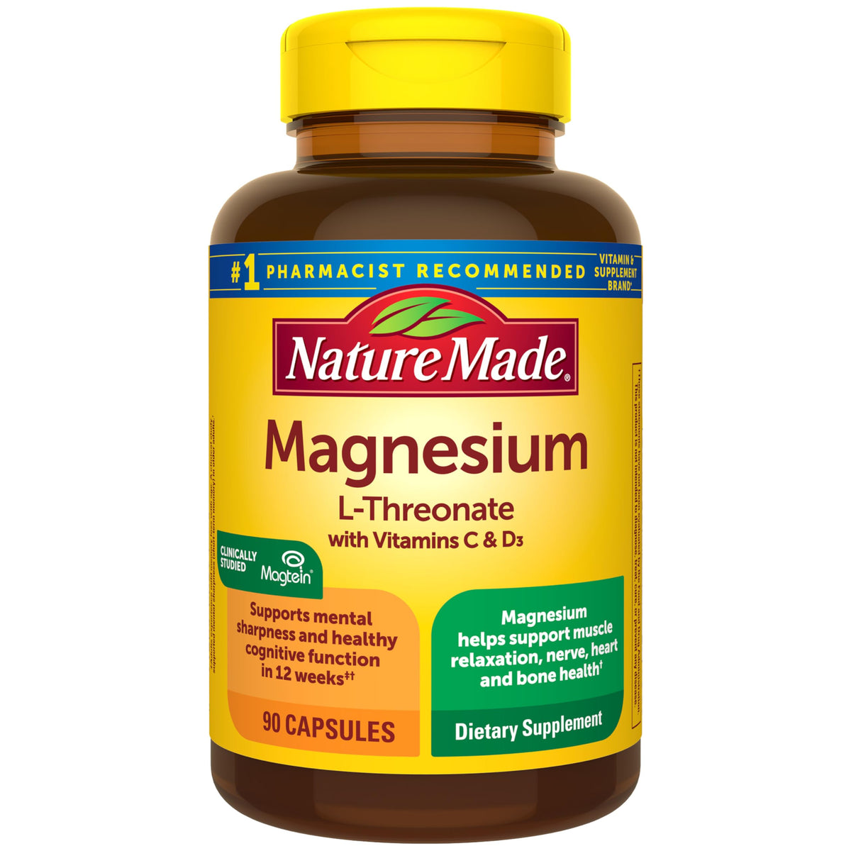Magnesium L-Threonate with Vitamin C & Vitamin D3, 90 Capsules Q713