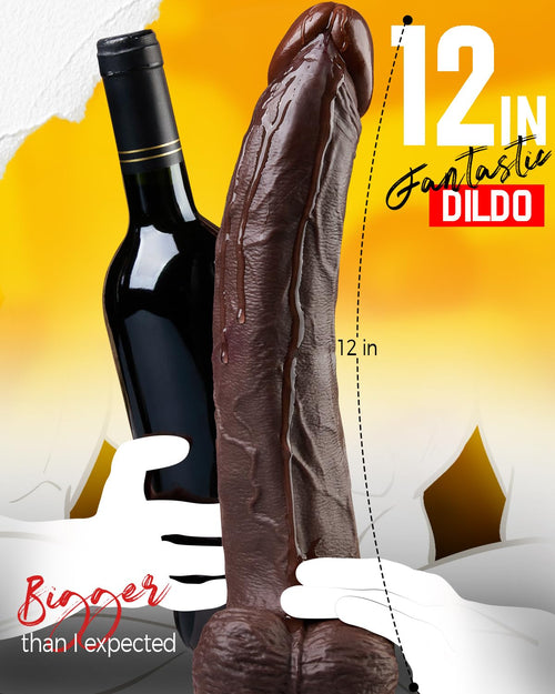 12 Inch Black Realistic Dildo with Suction Cup R663