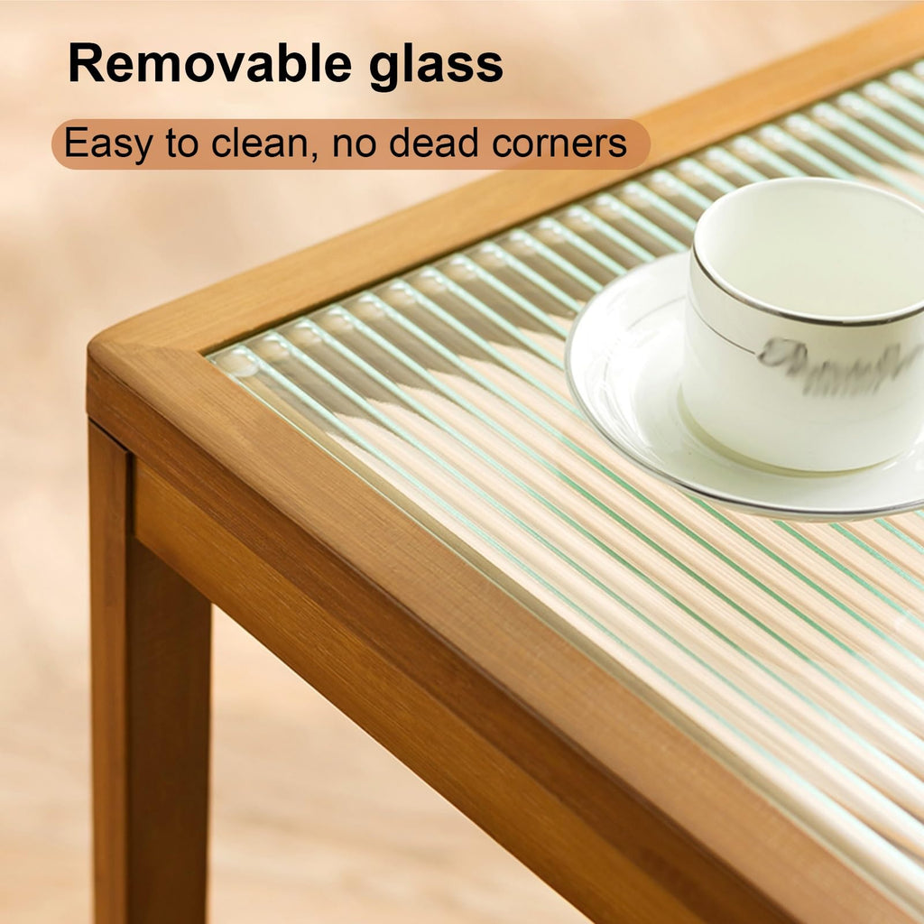 Square Coffee Table Set of Two, Natural Bamboo L760