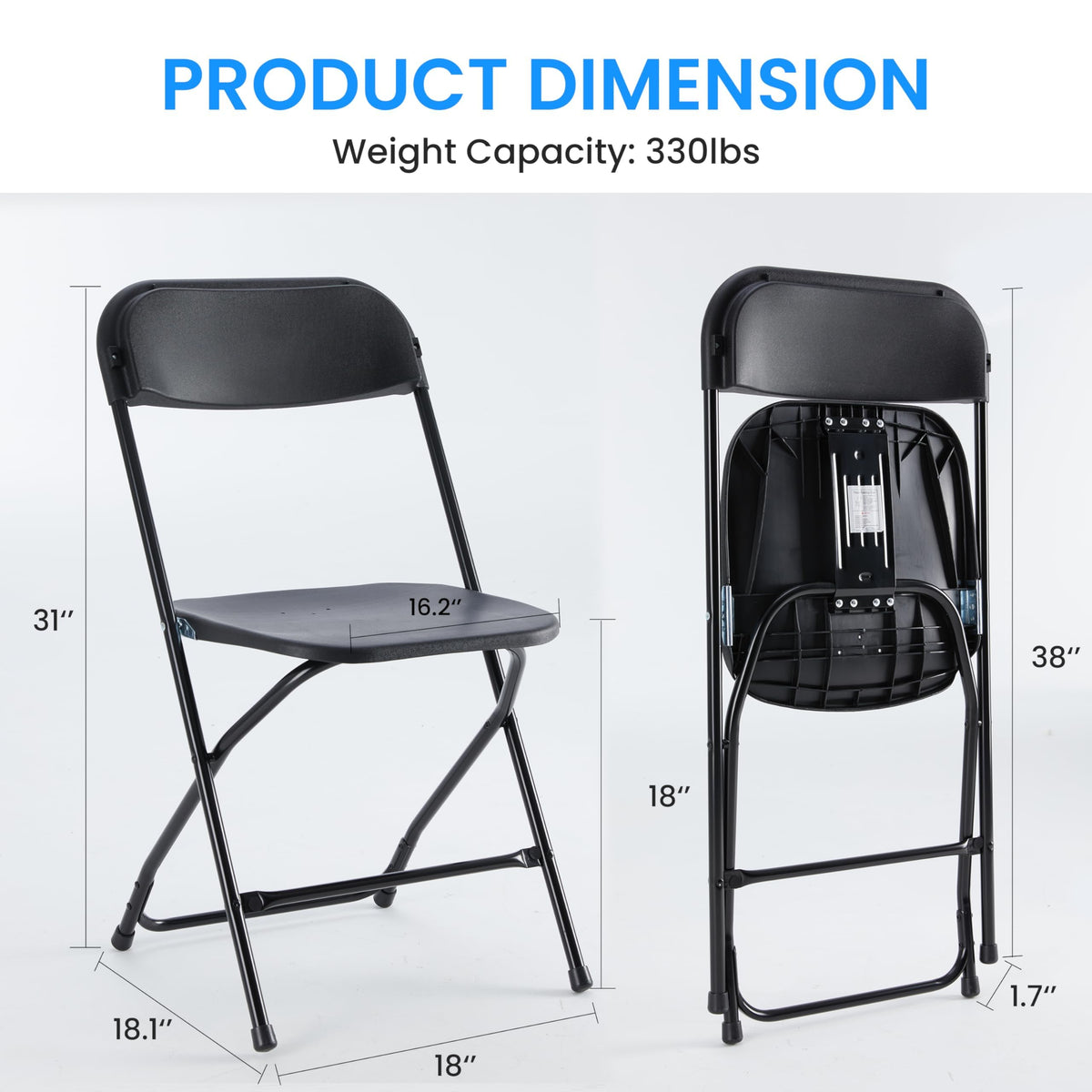 10 Pack Black Plastic Folding Chairs D6178