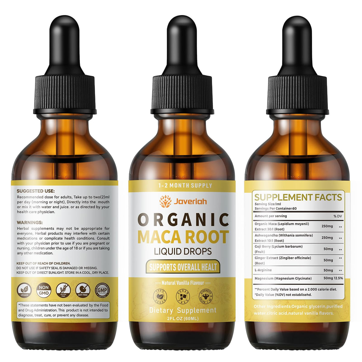 Organic Maca Root Liquid Drops with Ashwagandha 2 Fl Oz L131166