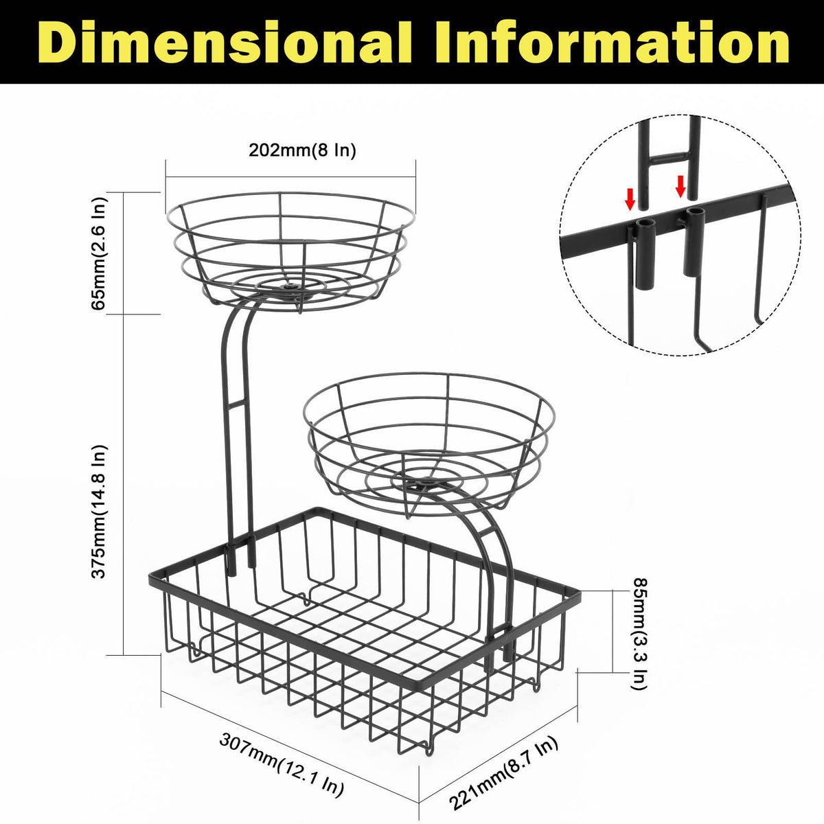 3 Tier Metal Fruit Vegetable Basket C222