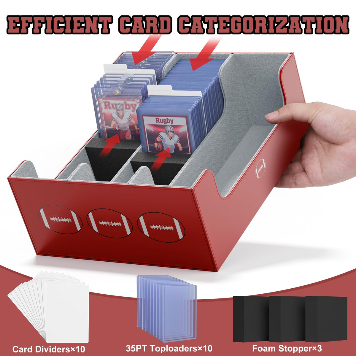 Football Card Storage Box with Magnetic Closure O449612