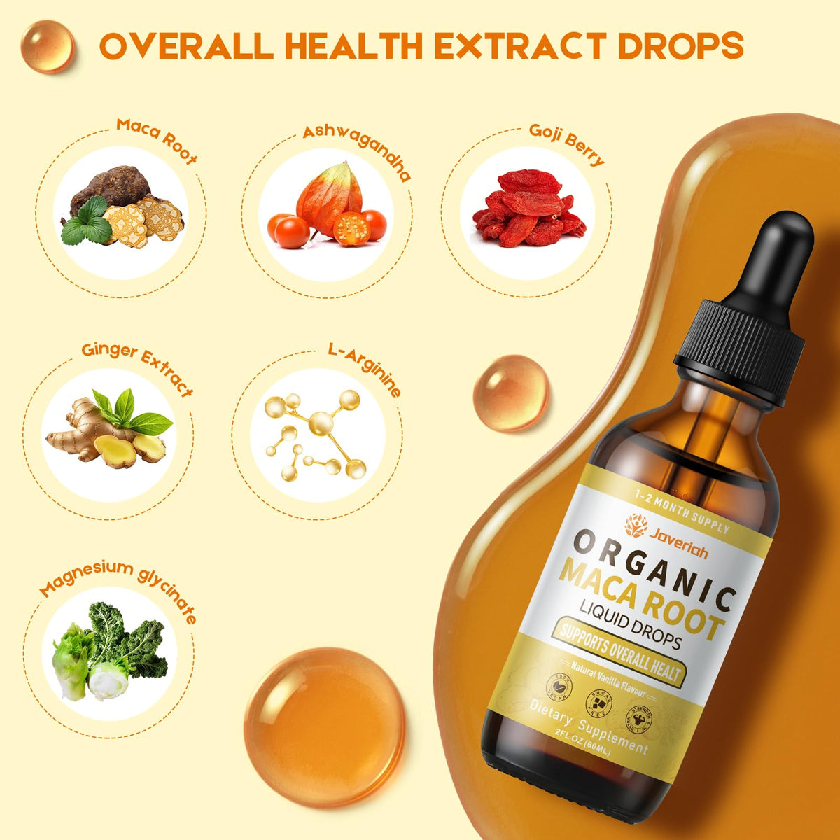 Organic Maca Root Liquid Drops with Ashwagandha 2 Fl Oz L131166