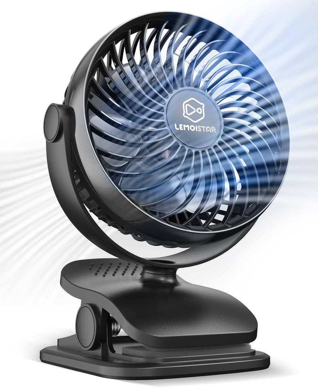Battery Operated Clip on Fan, USB Powered Portable Desk Fan 4 Speeds F77519