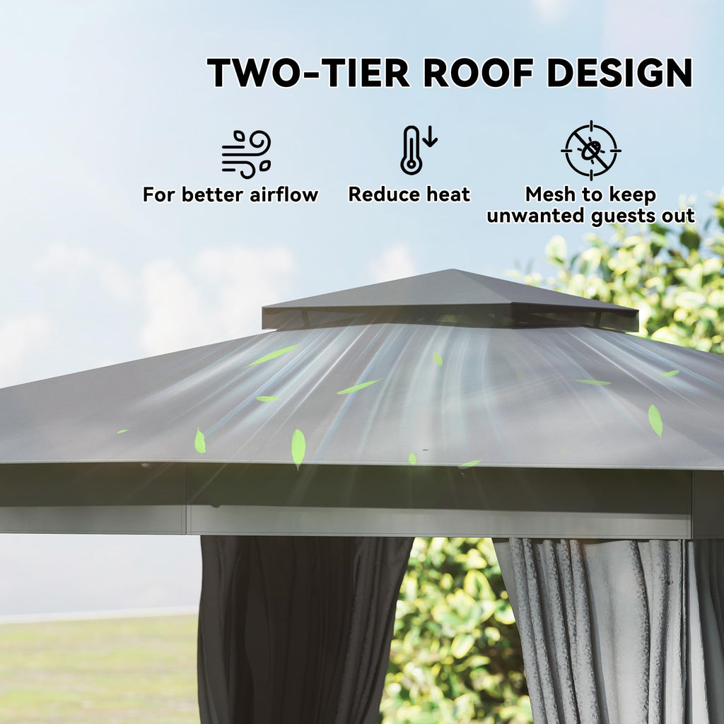 10' x 12' Dark Gray Outdoor Patio Gazebo Q4170