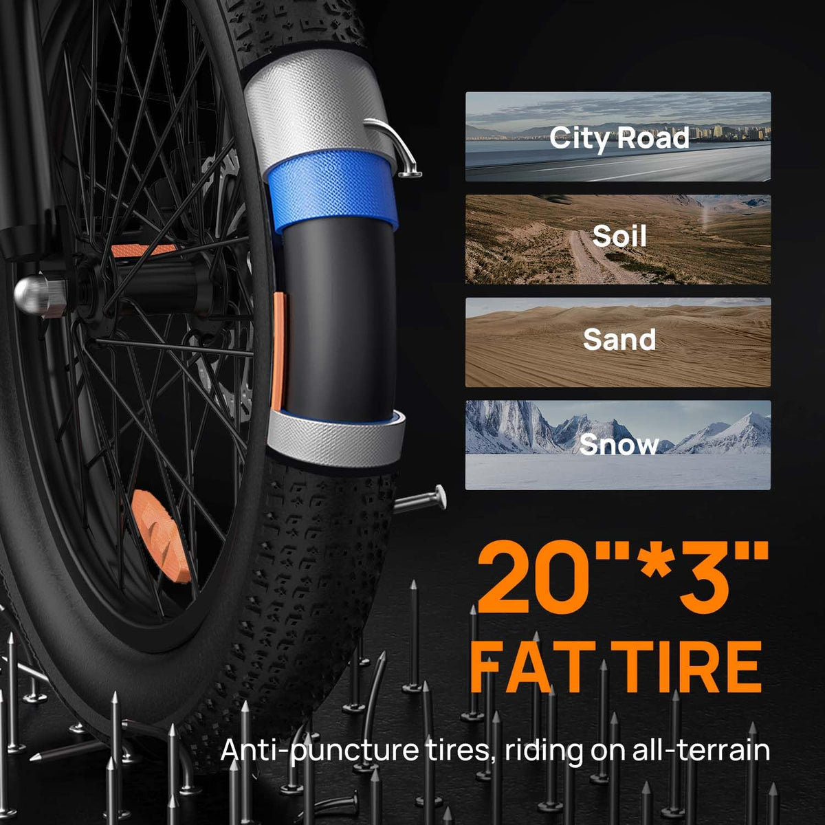 20" Fat Tire Electric Bike with 1000W Motor F32980