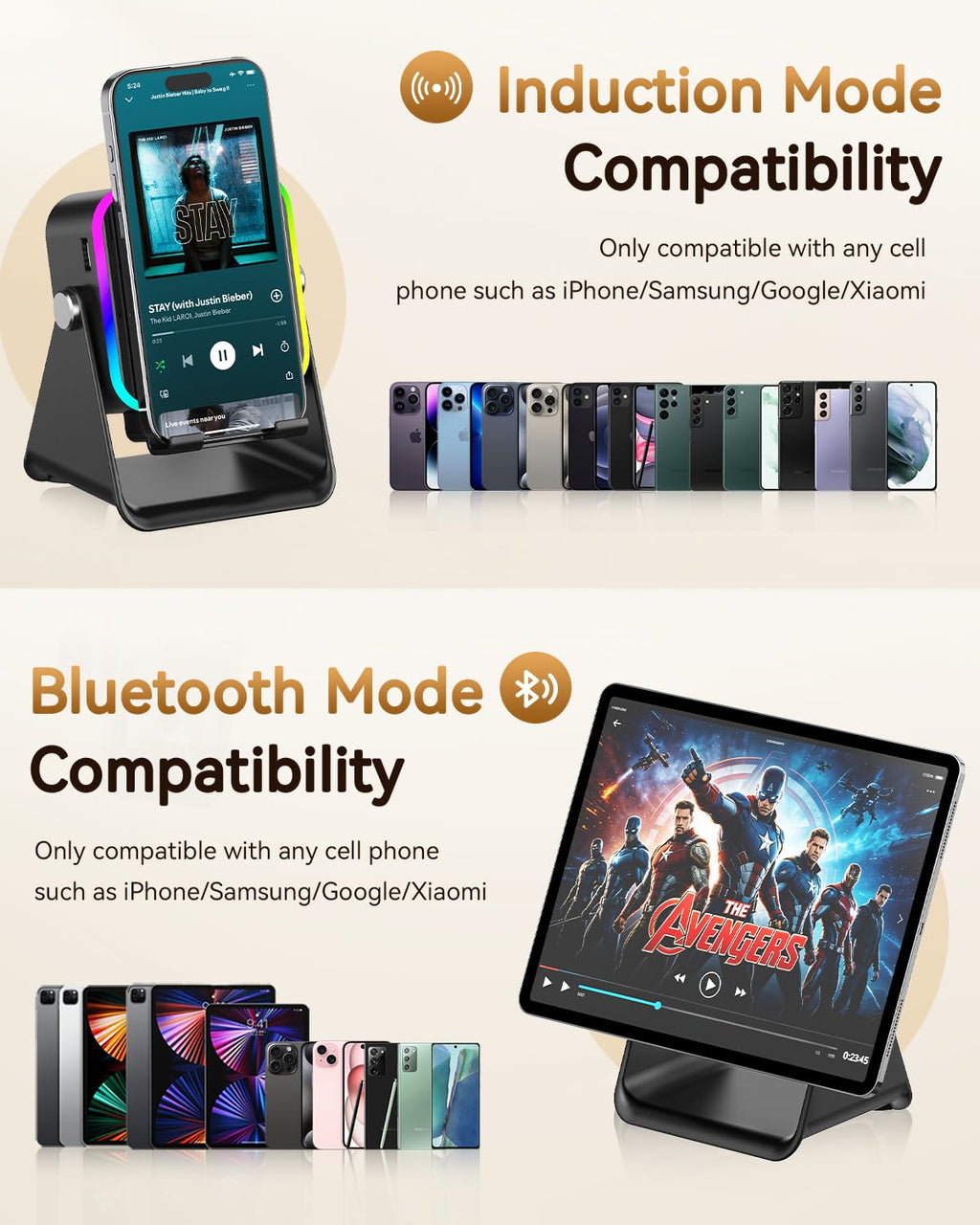 Wireless Induction Speaker with Phone Stand I220