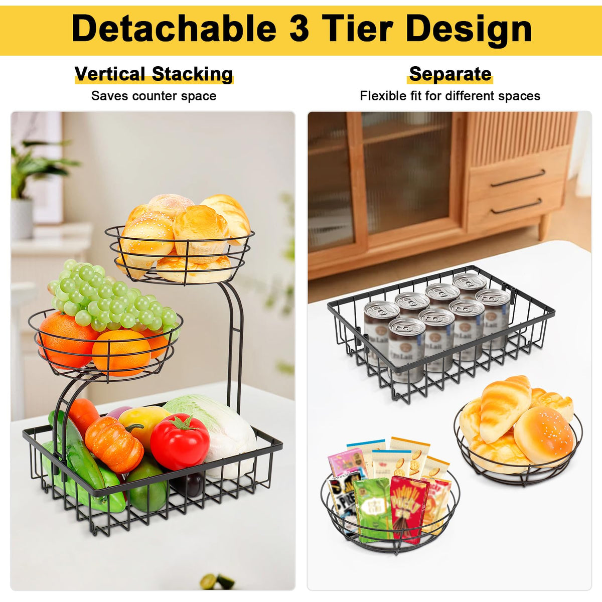 3 Tier Metal Fruit Vegetable Basket C222