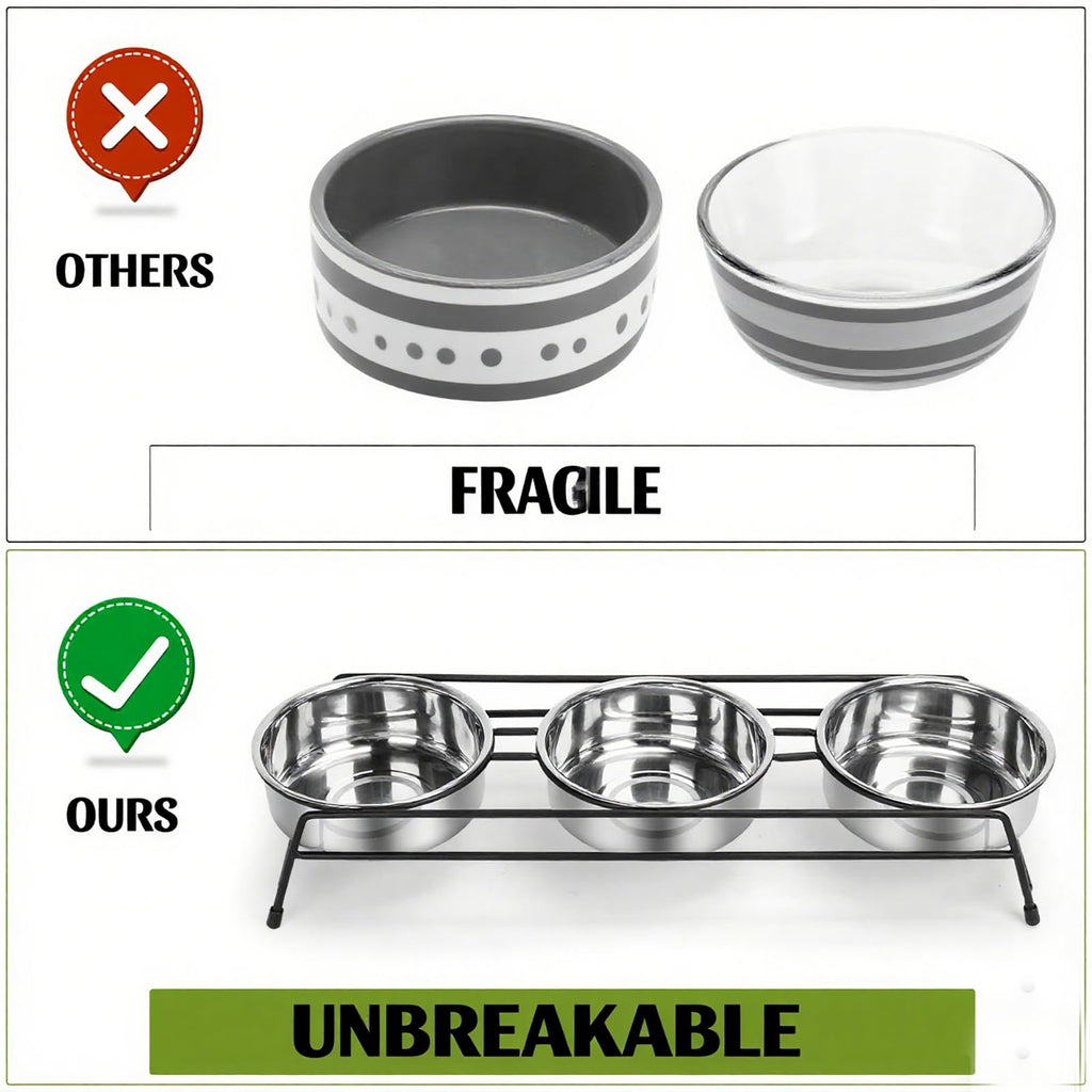 Raised Cat Bowls 3 Stainless Steel M385733