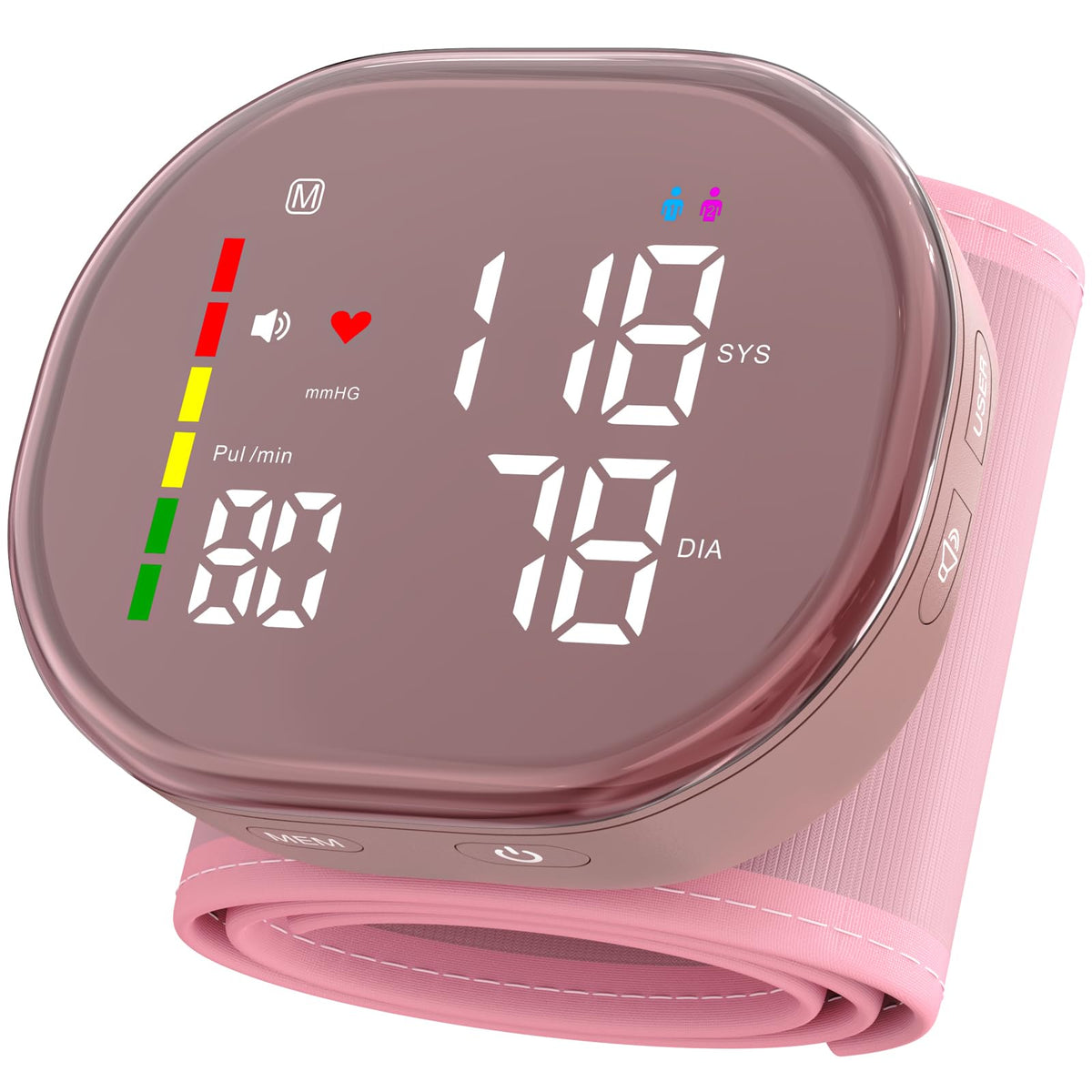 Pink Rechargeable Wrist Blood Pressure Monitor U98812