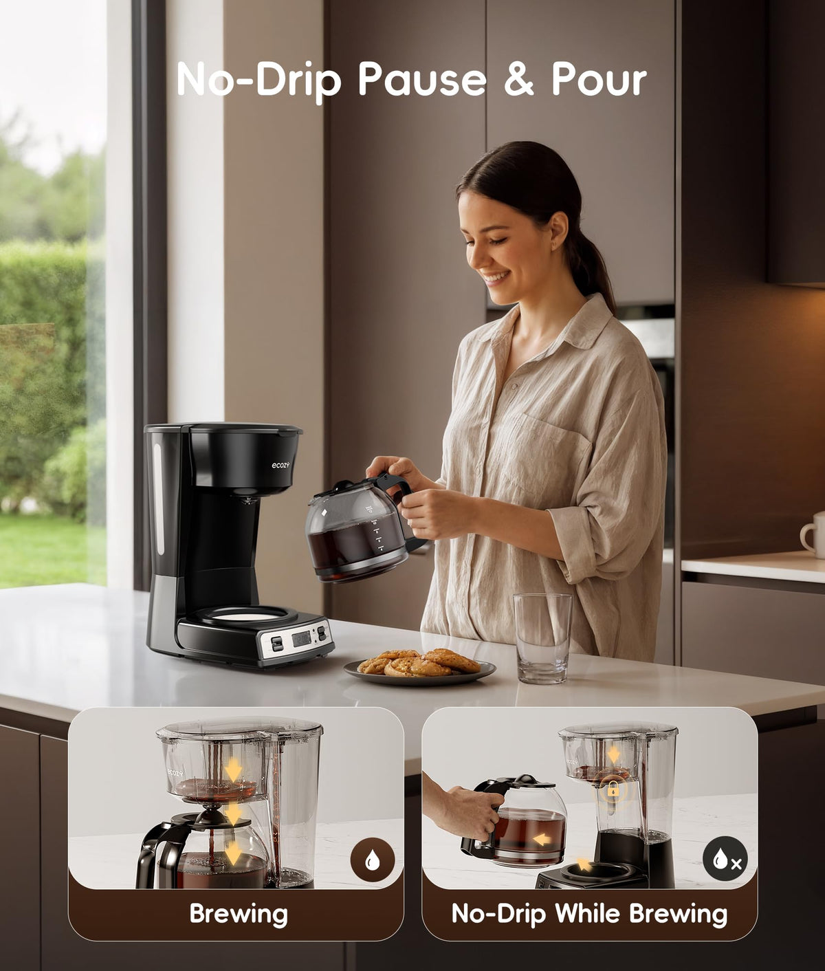 12-Cup Drip Coffee Maker with Electric Coffee Grinder F187