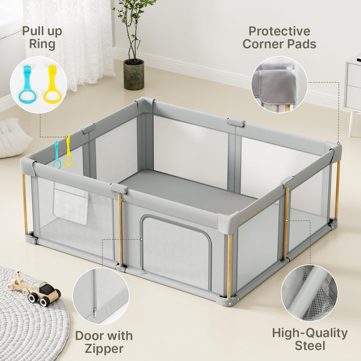 Foldable Baby Playpen with Mat A5850