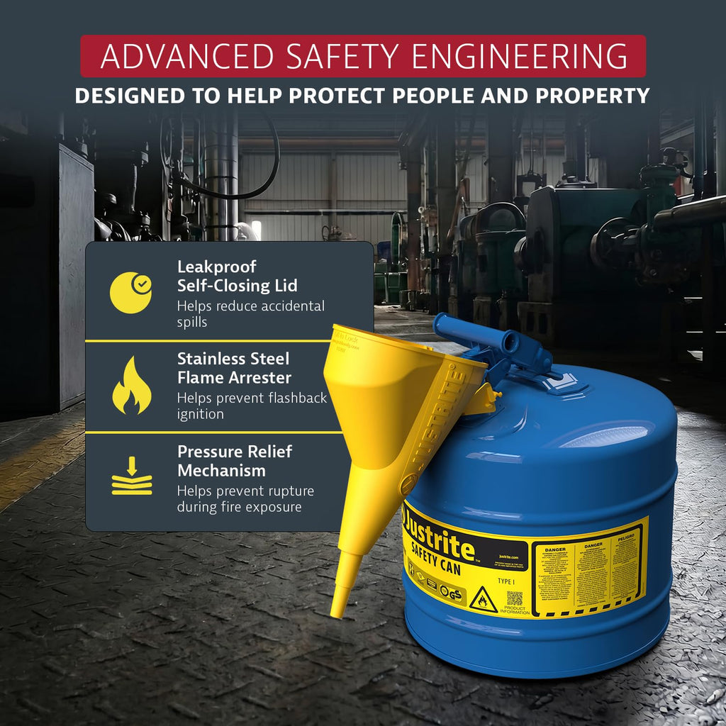 Blue Galvanized Steel Kerosene Safety Can J43074