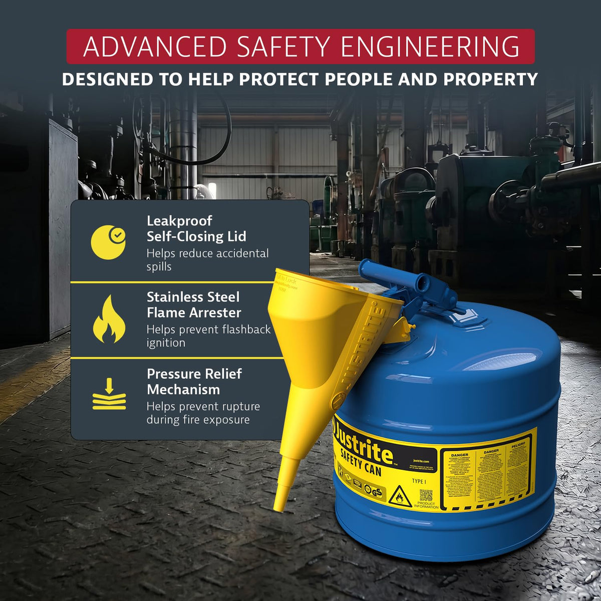 Blue Galvanized Steel Kerosene Safety Can J43074