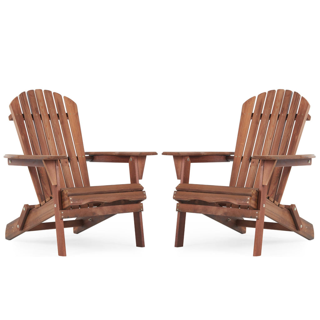 Folding Adirondack Chairs Set of 2 Solid Cedar Wood C124157