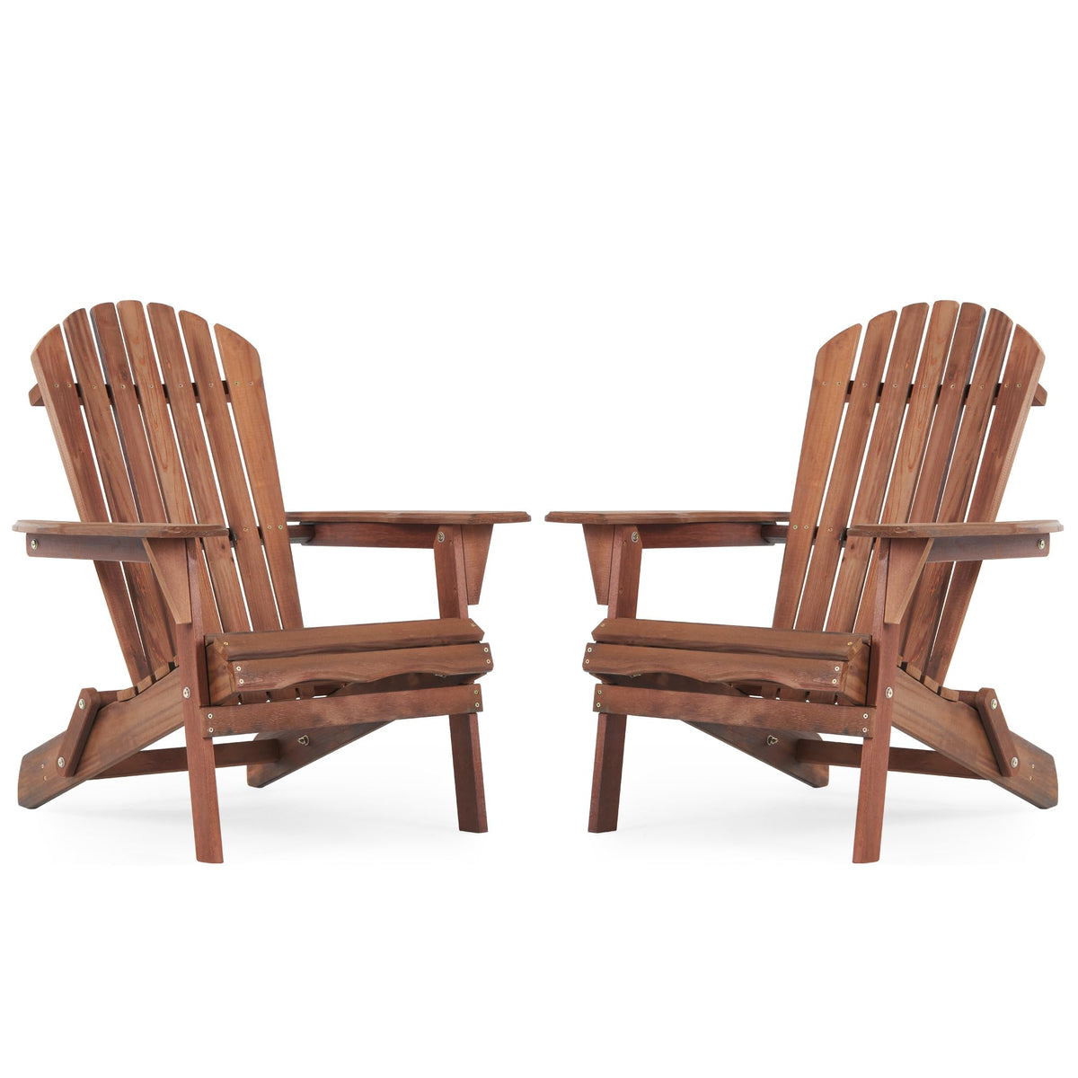 Folding Adirondack Chairs Set of 2 Solid Cedar Wood C124157