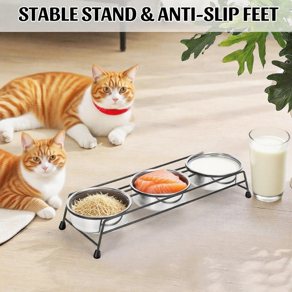 Raised Cat Bowls 3 Stainless Steel M385733