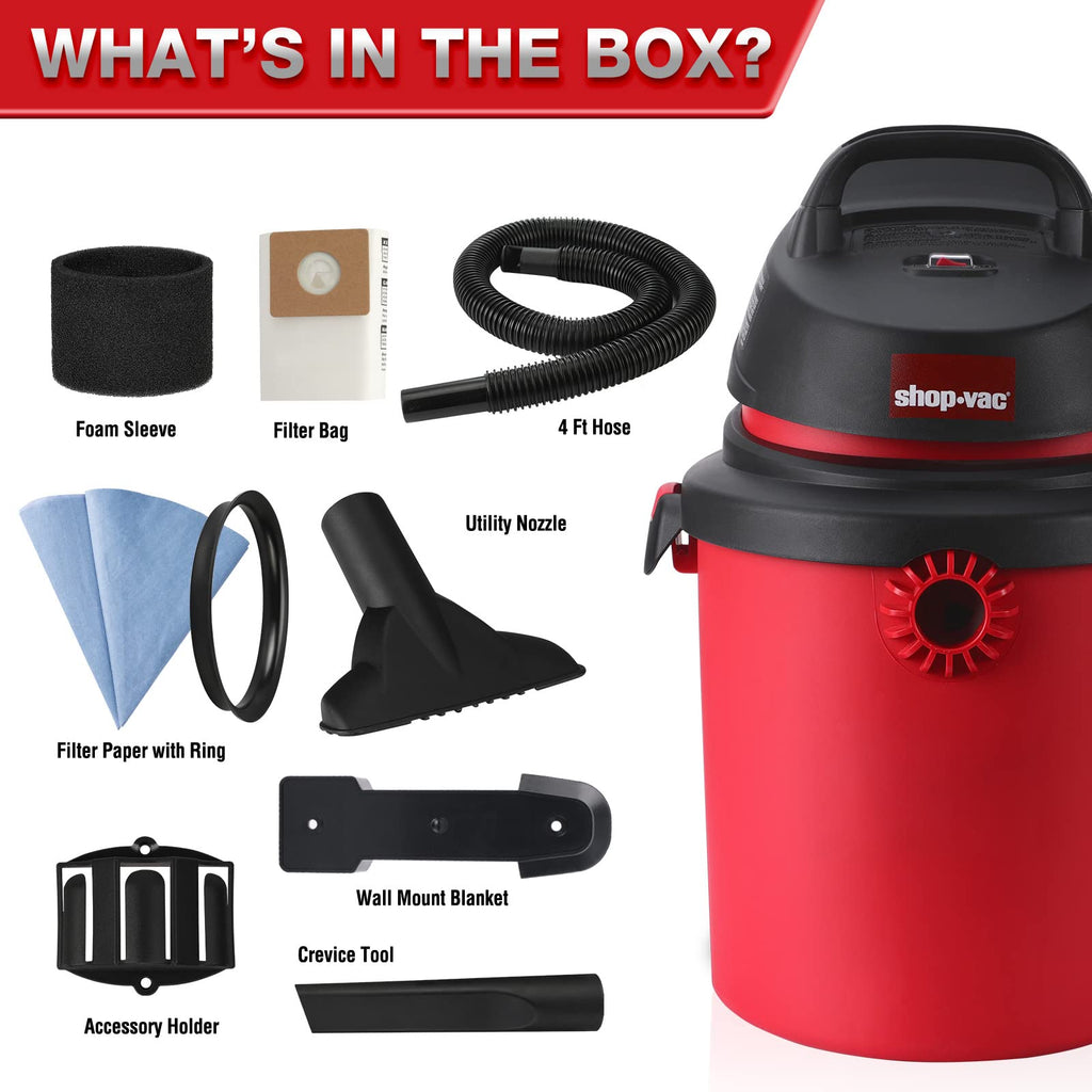 4 Gallon 4.0 Peak HP Wet/Dry Vacuum U108
