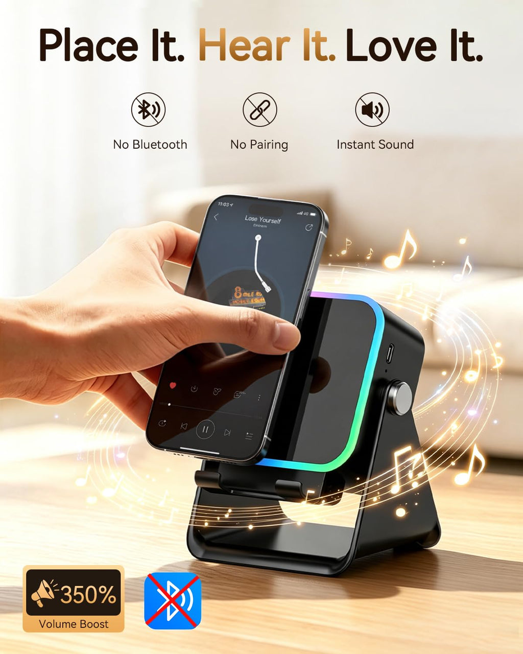 Wireless Induction Speaker with Phone Stand I220