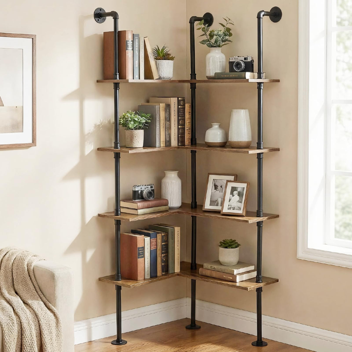 Industrial Pipe Corner Bookshelf R376855