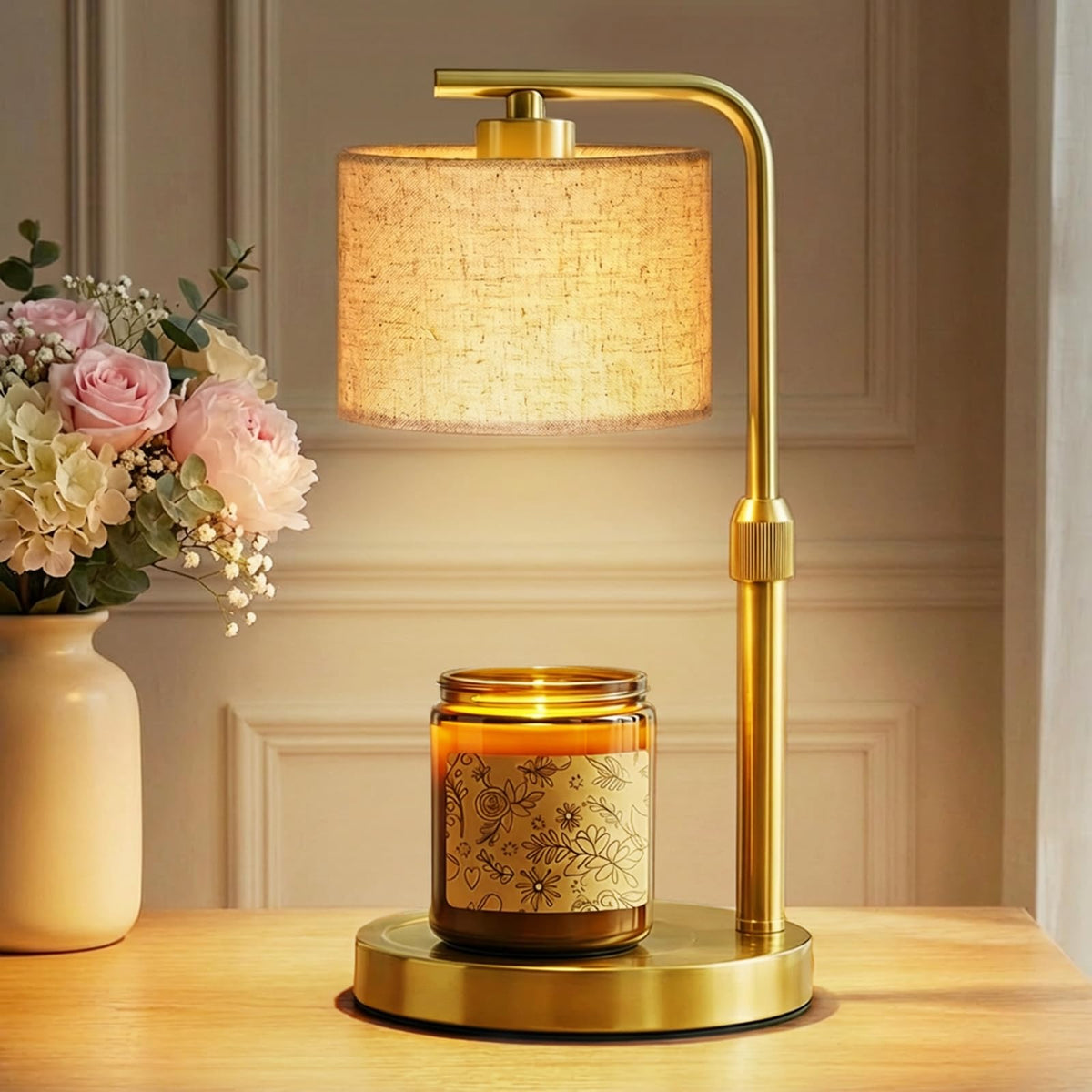 Height Adjustable Candle Warmer Lamp with Timer Dimmer for Jar Candles N99464