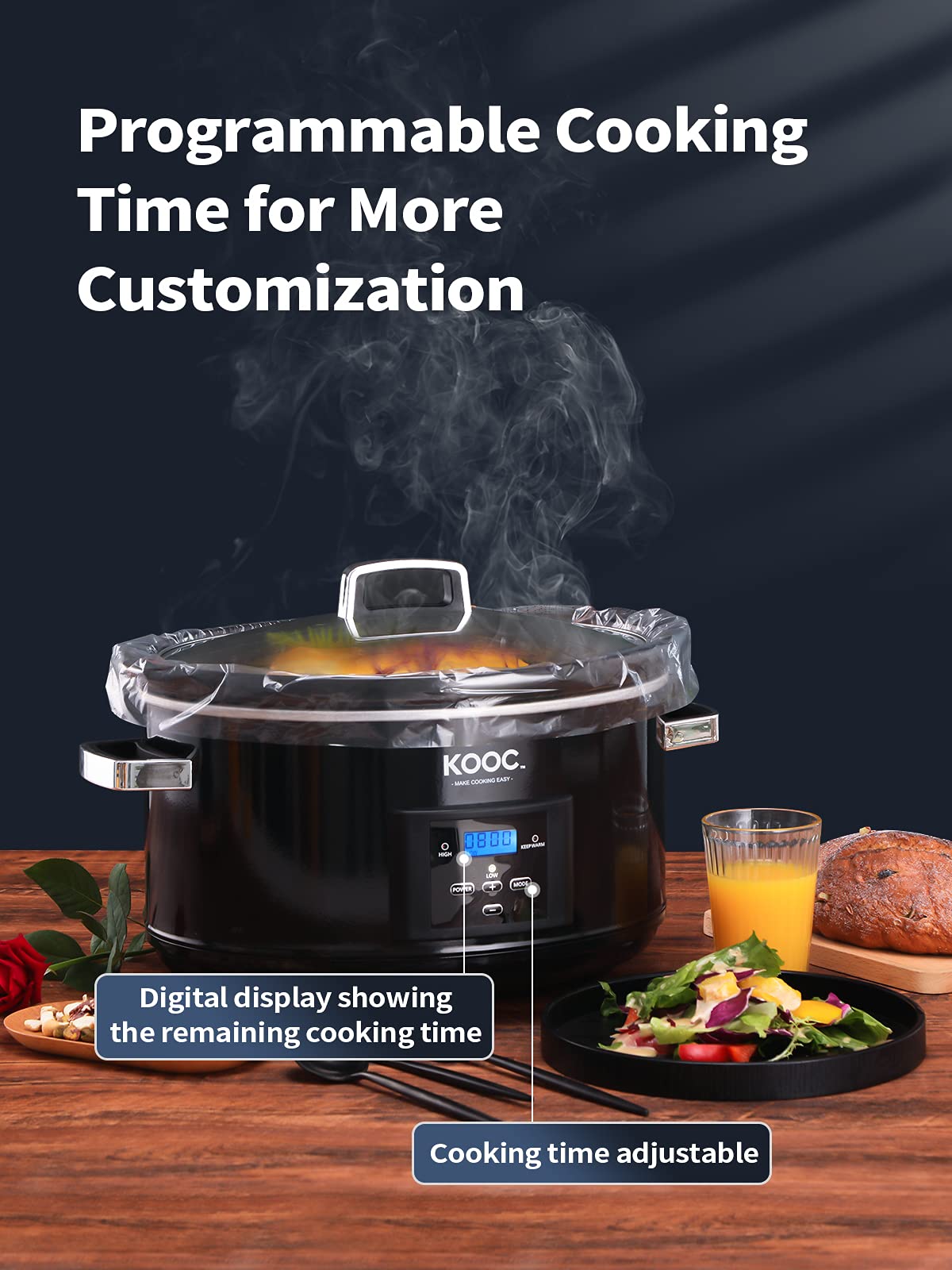 8.5-Quart Programmable Slow Cooker with Digital Countdown Timer, Black, Oval D83468
